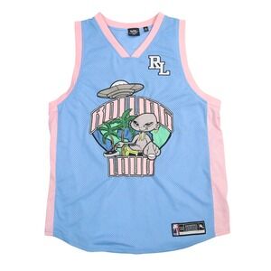 Rolling Loud Miami 22 Basketball Jersey Mens XL Blue Pink Mesh Hip Hop Festival